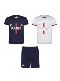 Ensemble foot short avec lot de 2 tee shirt foot Paris bleu et blanc homme