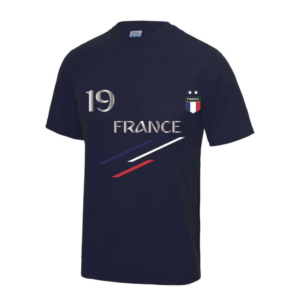 Maillot - Tee shirt de foot France 2 étoiles homme bleu marine n°19