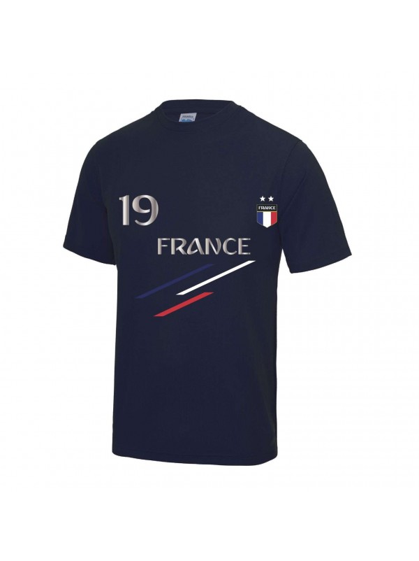 Maillot - Tee shirt de foot France 2 étoiles homme bleu marine n°19