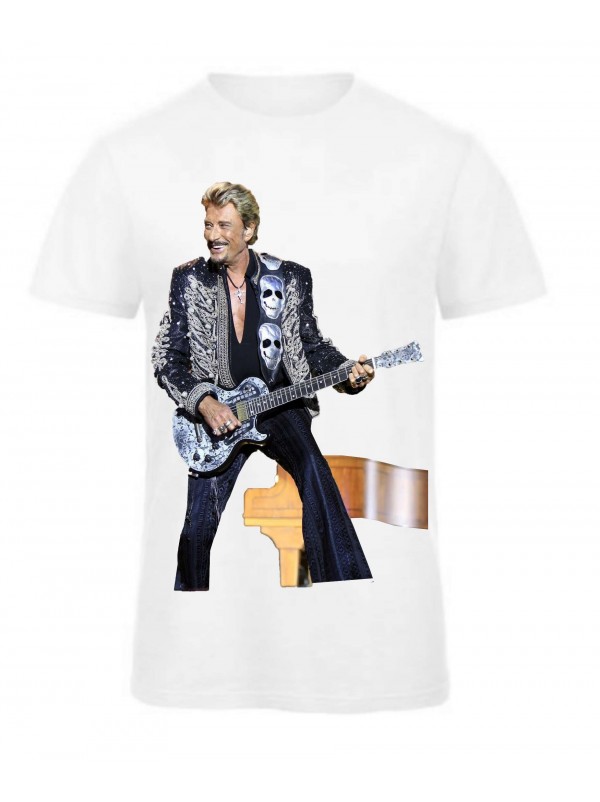 Tee shirt Johnny Hallyday blanc