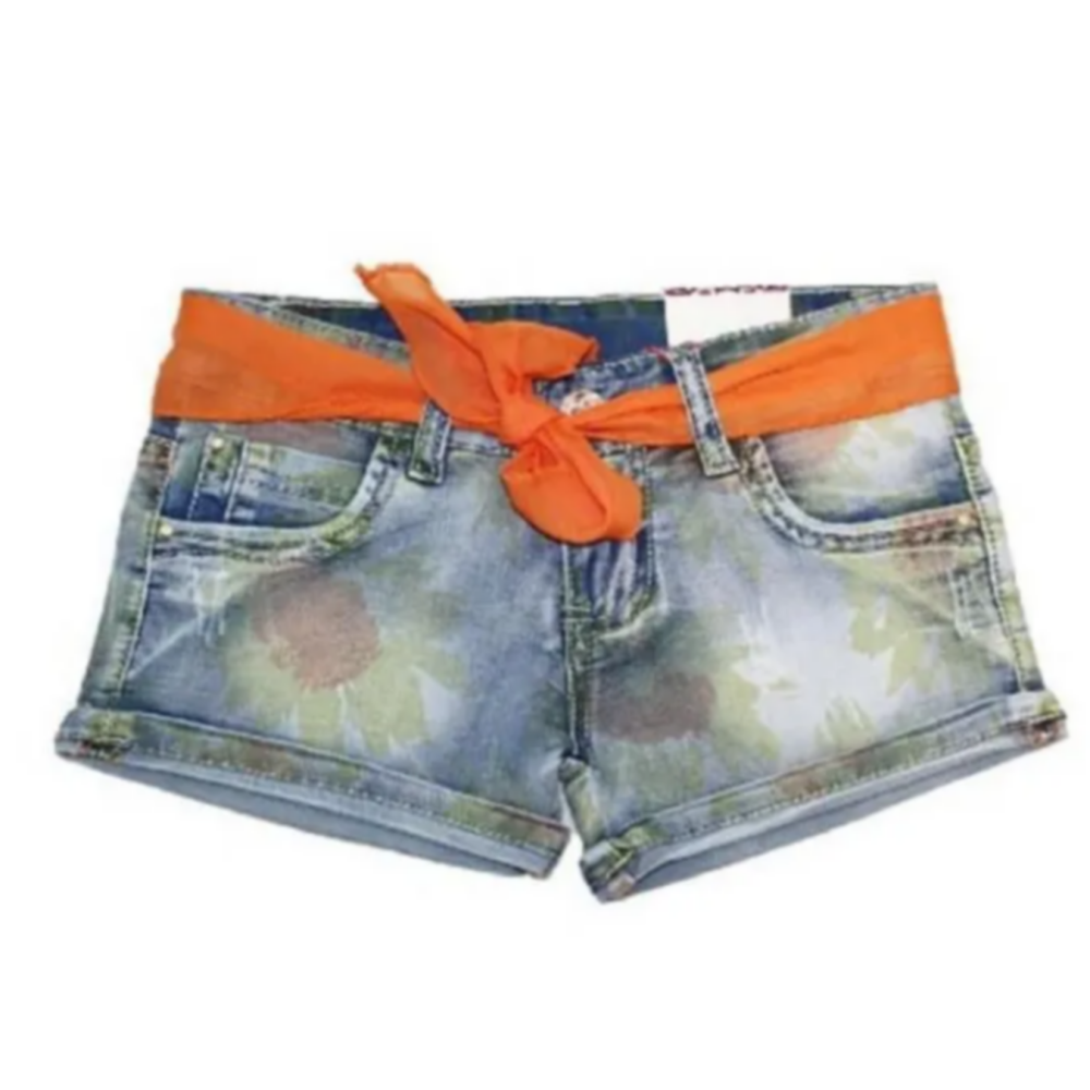 Short jeans fille ceinture orange Taille 4 ans