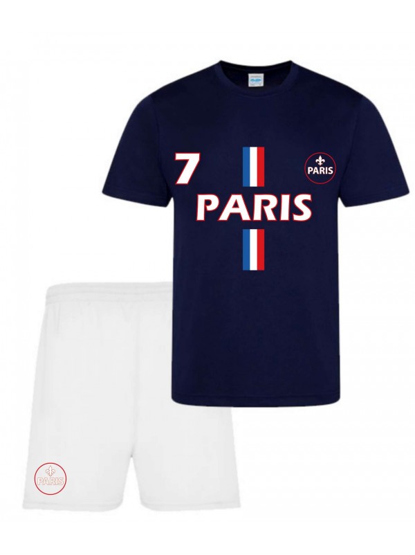 Ensemble short et maillot de foot Paris blanc bleu